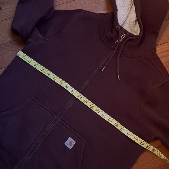 Carhartt maroon Sherpa lined hoodie sweatshirt size Medium - Picture 14 of 16